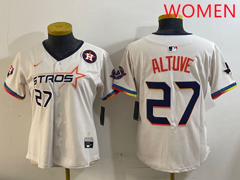 Women Houston Astros 27 Altuve Cream Fourth generation Joint Name Nike 2025 MLB Jersey style 5